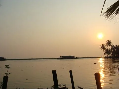 Sunset in River side with Reflection on water beautiful natural beauty Stock-Fotos