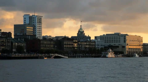 Sunset River Street Stock Footage 37932061