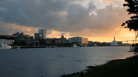 Sunset River Street Stock Footage 37932127