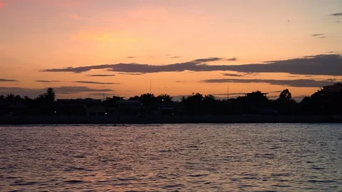 Sunset at the river in THAILAND Stock Footage 111175352