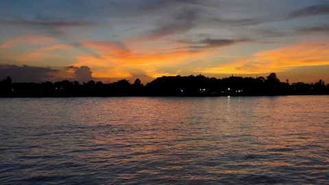 Sunset at the river in THAILAND Stock Footage 112316987