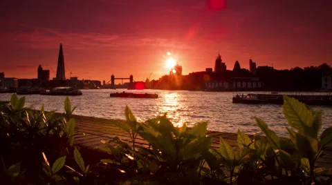 Sunset River Thames Stock Footage 55785594