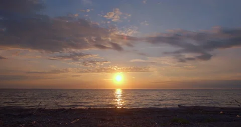 Sunset at the river / Time lapse / Matane Stock Footage 130923722