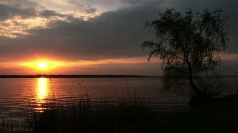 Sunset on the river - timelapse Stock Footage 6690705