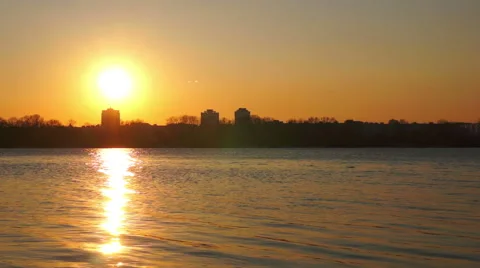 Sunset on the river. Timelapse Stock-Footage 48072565