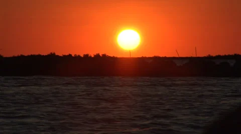 Sunset At Riverbank Stock Footage 33129099