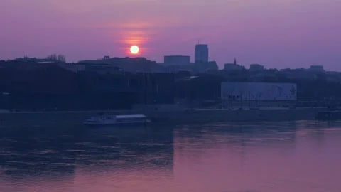 Sunset on the riverbank Stock Footage 151229030