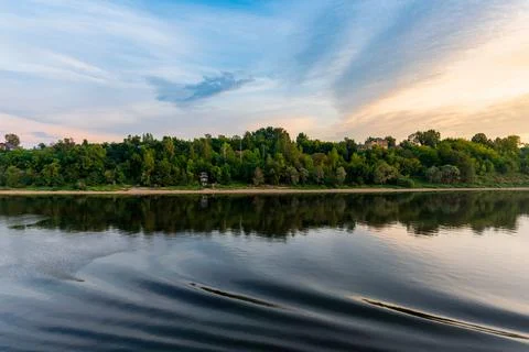 Sunset on the riverbank Stock Photos