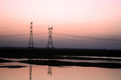 Sunset at riverside Stock Photos