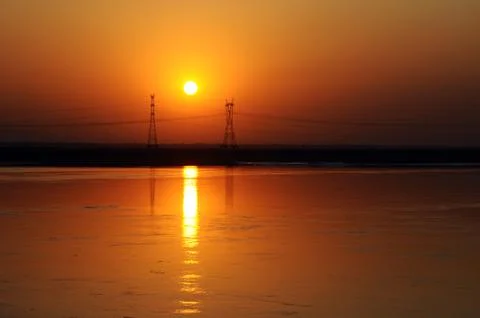 Sunset at riverside Stock-Fotos