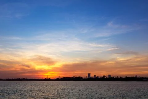 Sunset at riverside Stock Photos
