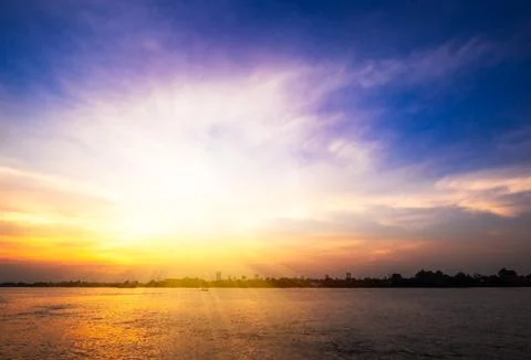 Sunset at riverside Stock Photos