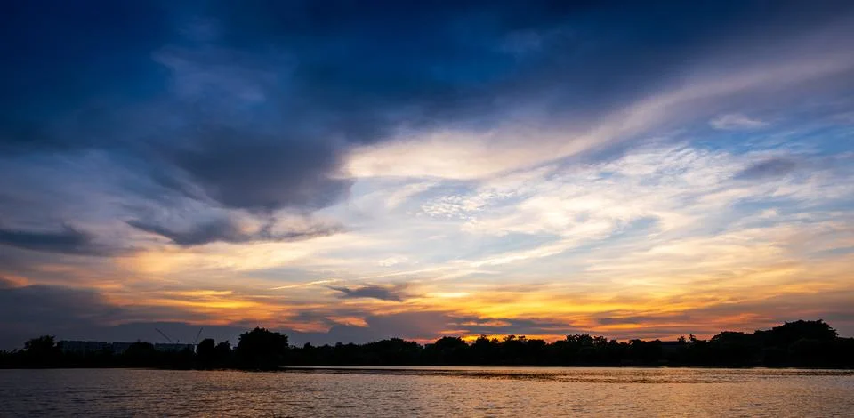 Sunset at riverside Stock Photos