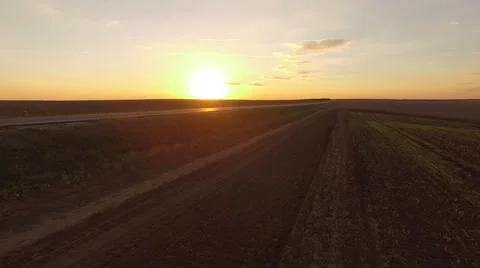 Sunset road with a car 스톡 동영상 68862935