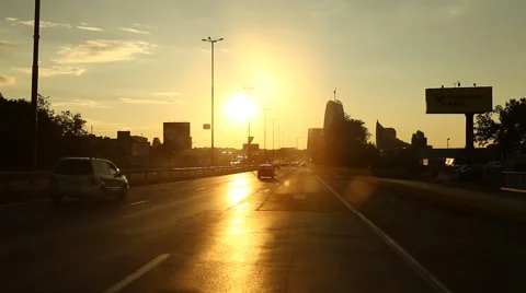 Sunset on the road Stock Footage 40625477