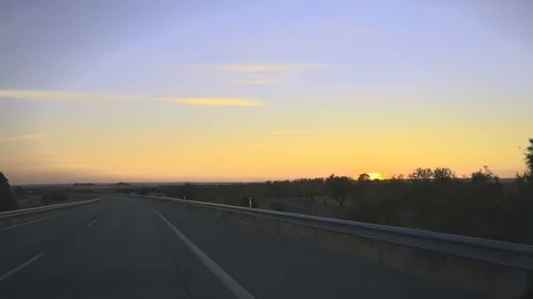 Sunset on the Road Stock Footage 96163142