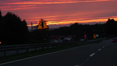 Sunset on the road Stock Footage 252085982