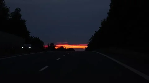 Sunset on the road Stock Footage 252087045