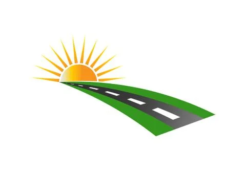 Sunset Road Pavement Logo Vector Stock Illustration