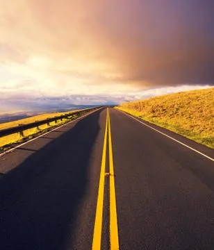 Sunset road Stock Photos