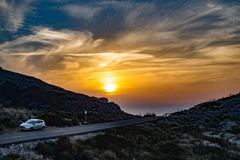 Sunset on the road Stock Photos