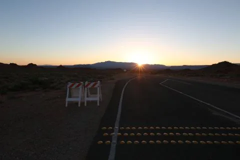 Sunset on road Stock Photos