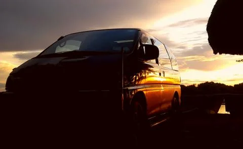 Sunset on the road Stock Photos