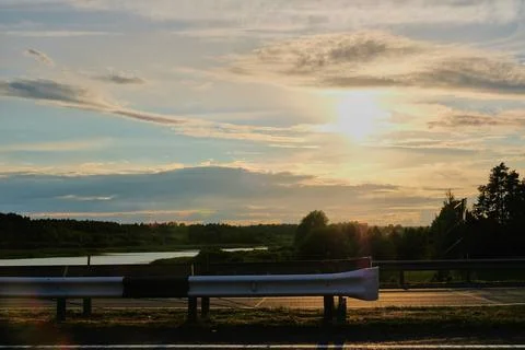Sunset on the road Stock Photos