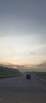 Sunset on the road Stock-Fotos