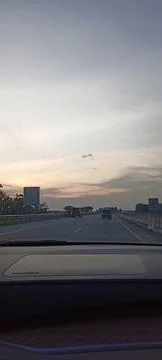 Sunset on the road Stock-Fotos