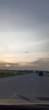 Sunset on the road Stock-Fotos