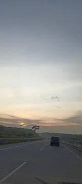 Sunset on the road Stock-Fotos