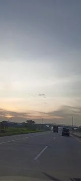 Sunset on the road Stock-Fotos