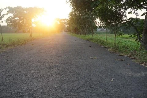 Sunset on the road Stock Photos