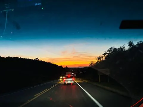 Sunset on the road Stock Photos