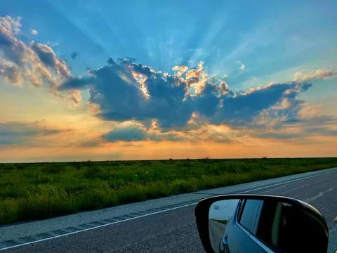 Sunset on the road Stock Photos