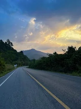 Sunset Road Serenity Stock Photos