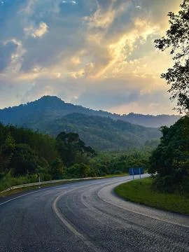 Sunset Road Serenity Stock Photos