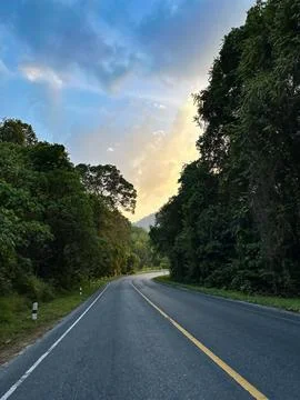 Sunset Road Serenity Stock Photos