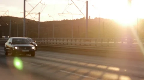 Sunset Road Traffic Bokeh Stock-Footage 67496690
