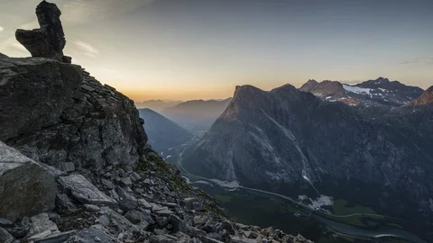Sunset at rock formation Mannen Stock Footage 122987751