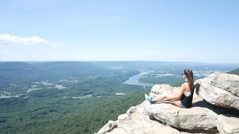 Sunset Rock Overlook River 4K Stock Footage 124610626