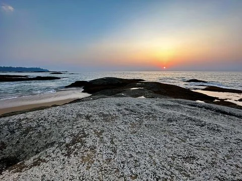Sunset Rocks Beach Stock Photos