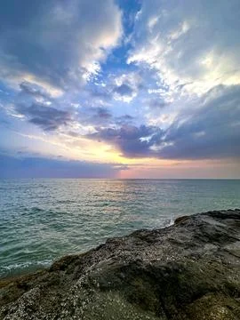 Sunset Rocks Beach Stock Photos
