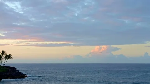 Sunset Rocks Clouds Kauai Hawaii Stock Footage 81908131