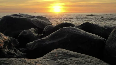 Sunset on the rocks. Stock Footage 63362822
