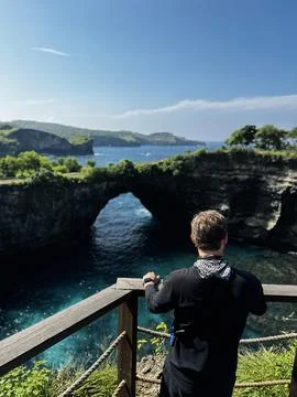 Sunset Rocks Location Pasih Uwug Beach island Nusa Penida Bali Indonesia Stock Photos