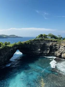 Sunset Rocks Location Pasih Uwug Beach island Nusa Penida Bali Indonesia Stock Photos