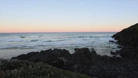 Sunset at rocky coastline Stock Footage 244216157