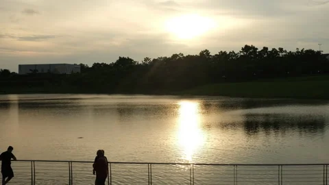 Sunset Roll Up at the lake Stock Footage 202761365